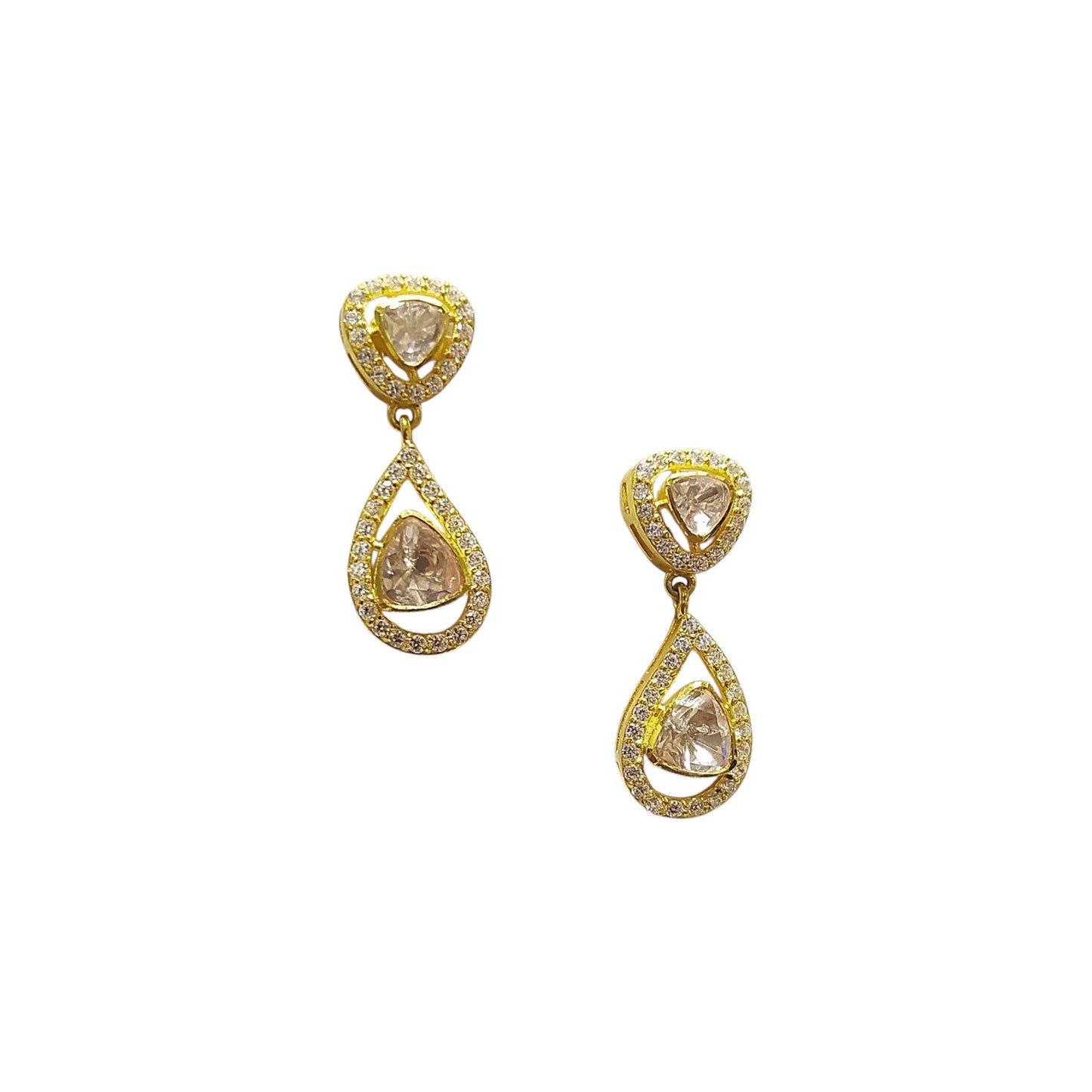 925 Silver Moissanite Polki Mohna Earrings
