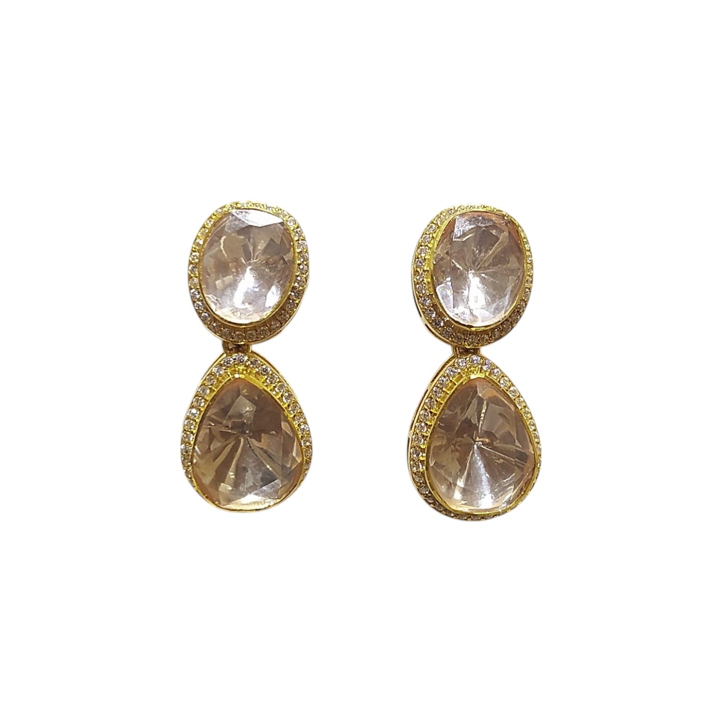 925 Silver Moissanite Polki Tia Earrings