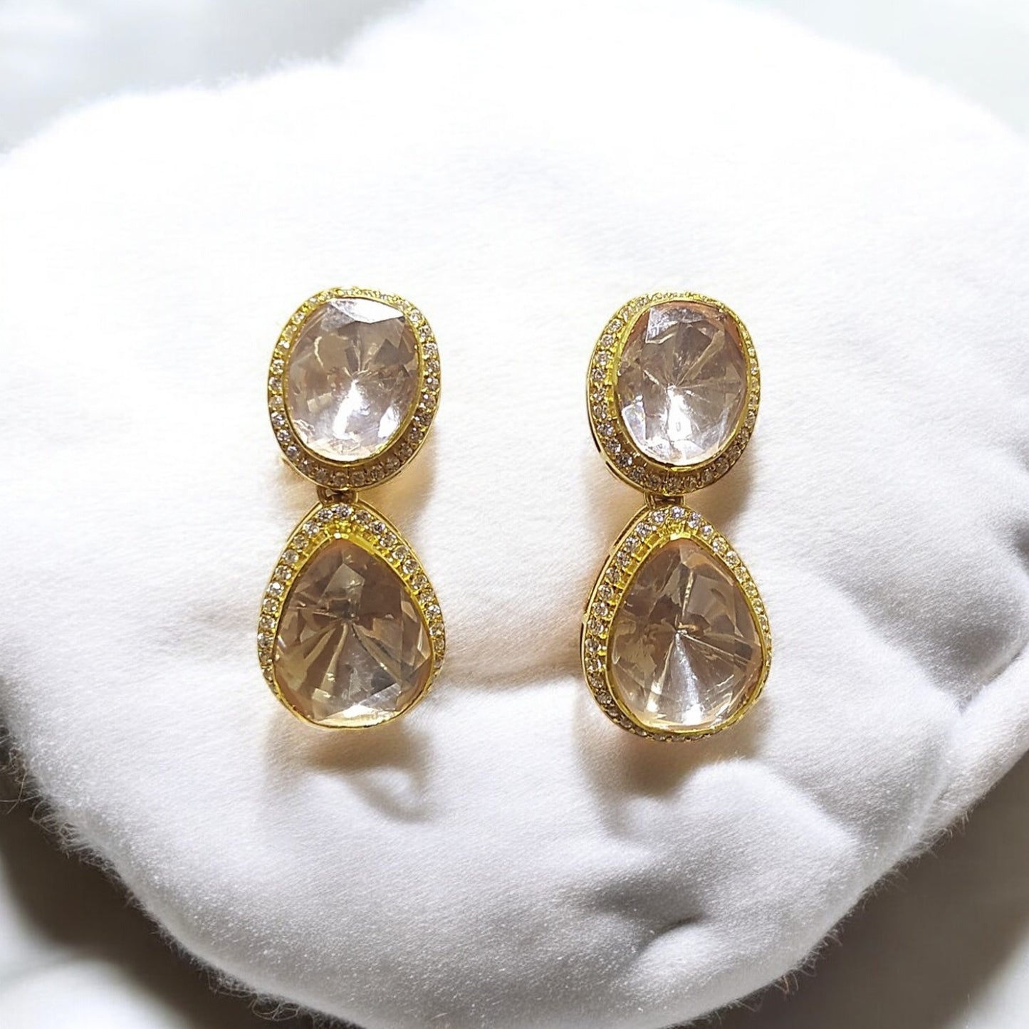 925 Silver Moissanite Polki Tia Earrings