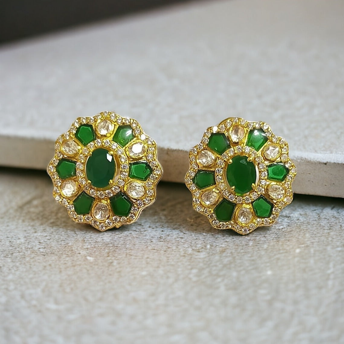 925 Silver Moissanite Polki Rukmini Earrings