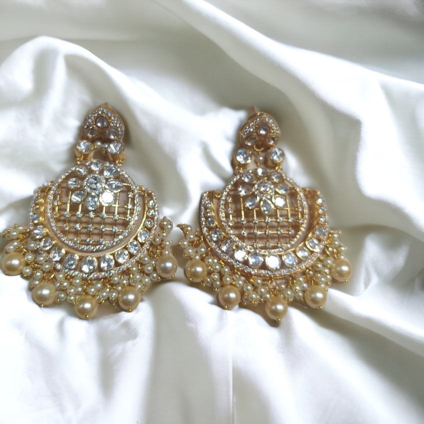 925 Silver Moissanite Polki Princess Chandbalis