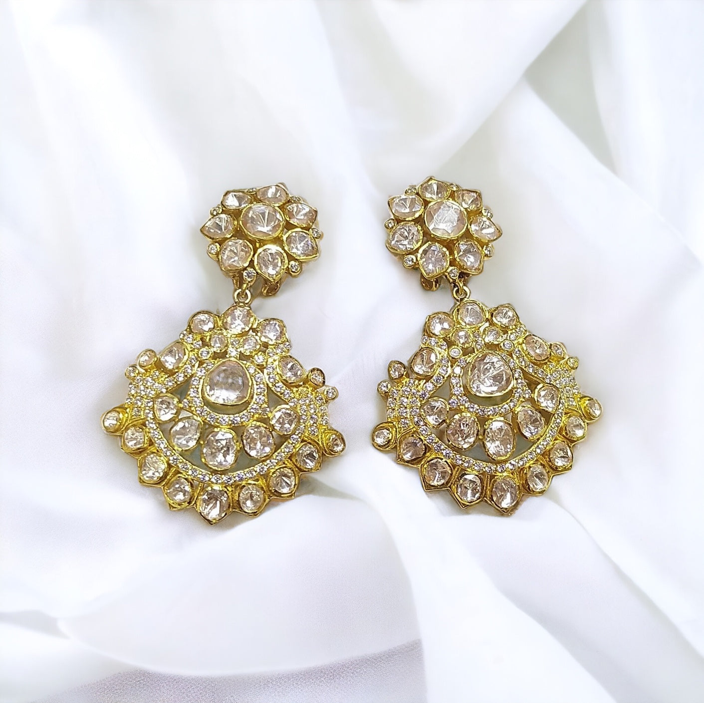 925 Silver Moissanite Polki Kusha Earrings