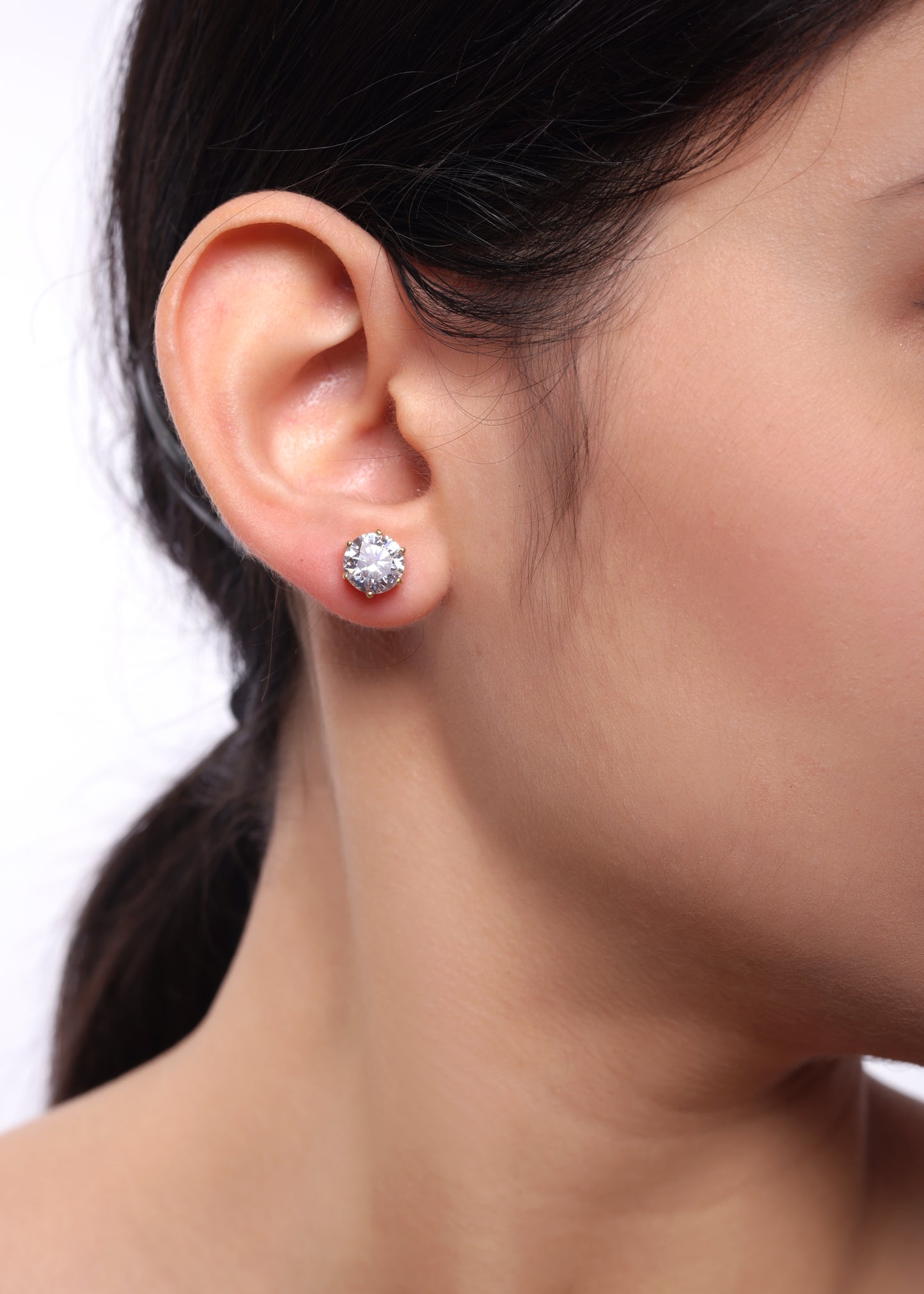 925 Silver Round Solitaire Earrings