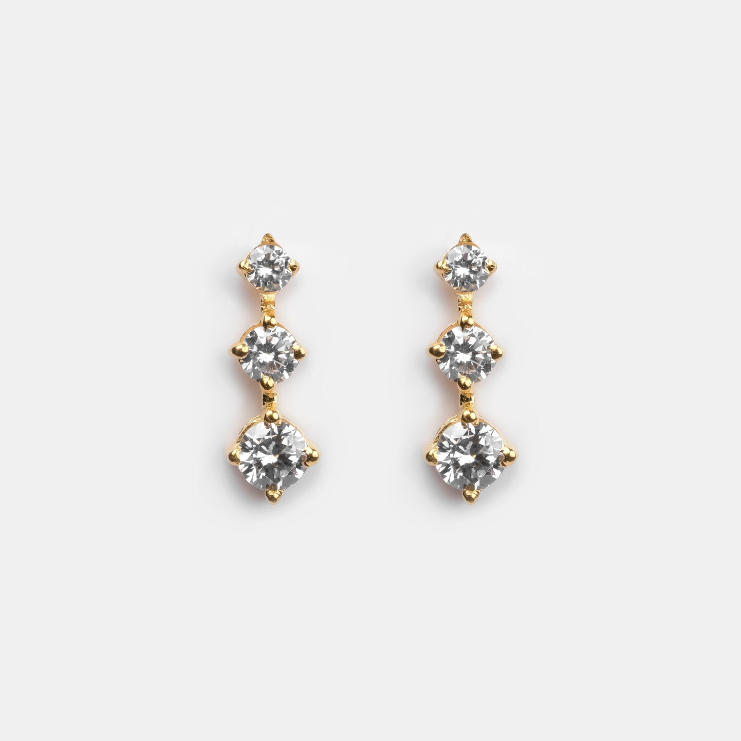 925 Silver Tiered Solitaire Earrings