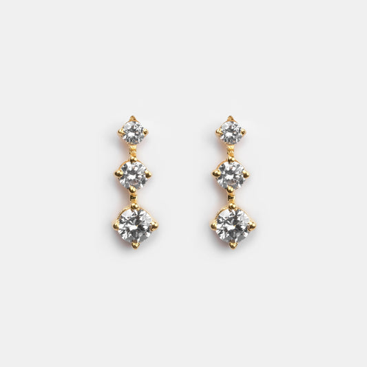 925 Silver Tiered Solitaire Earrings