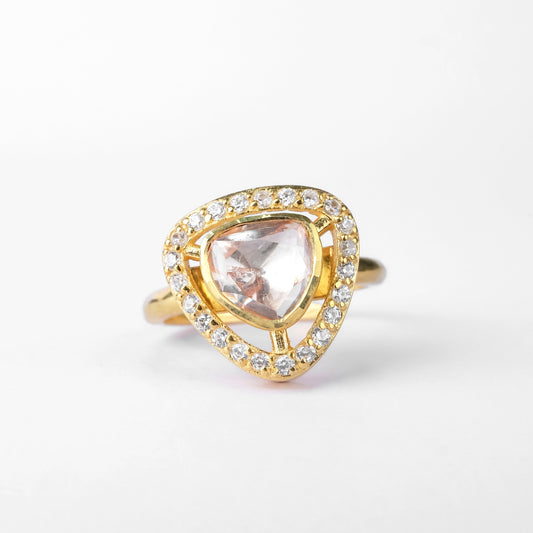 925 Silver Moissanite Polki Primrose Ring