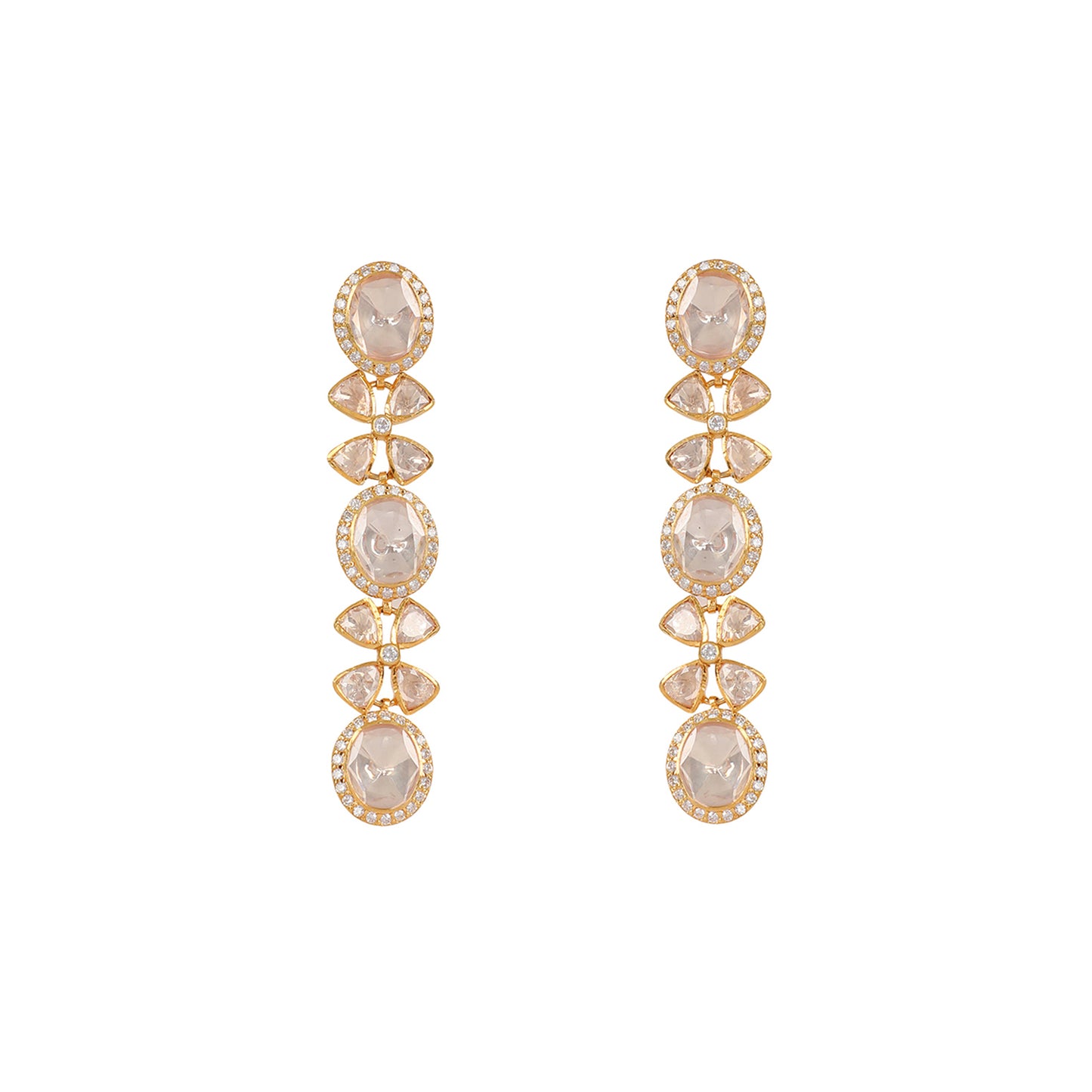 925 Silver Moissanite Polki Sitara Earrings