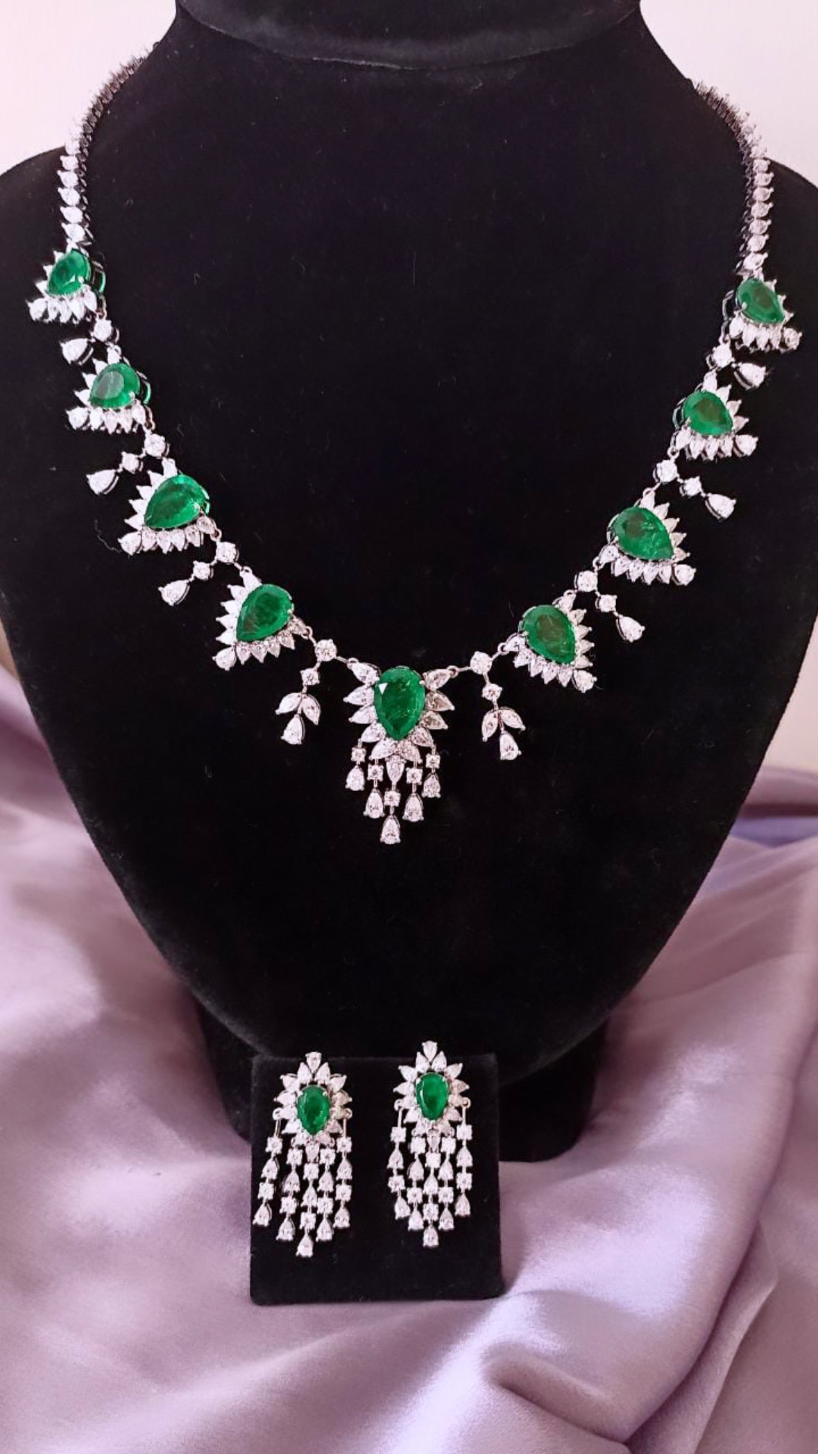 925 Silver Pear Doublet Necklace Set