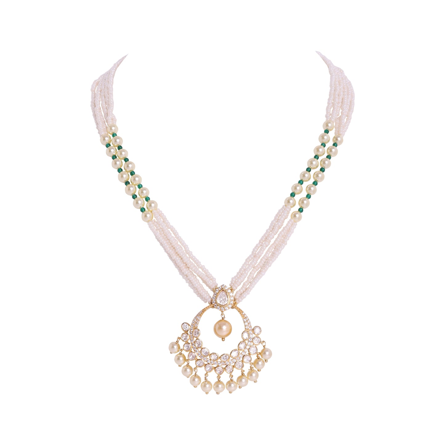 925 Silver Moissanite Polki Chandra Necklace