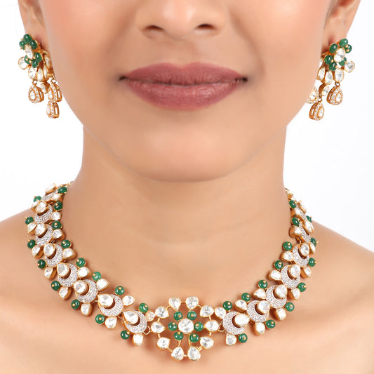 925 Silver Moissanite Rajwada Necklace Set