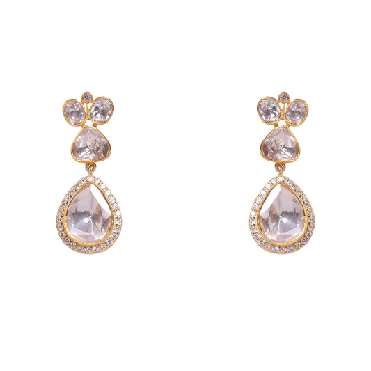 925 Silver Moissanite Polki Earrings