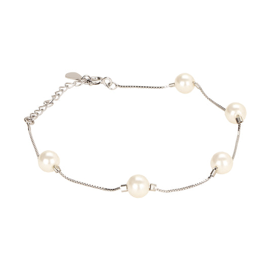 925 Silver Pearl Tennis Bracelet