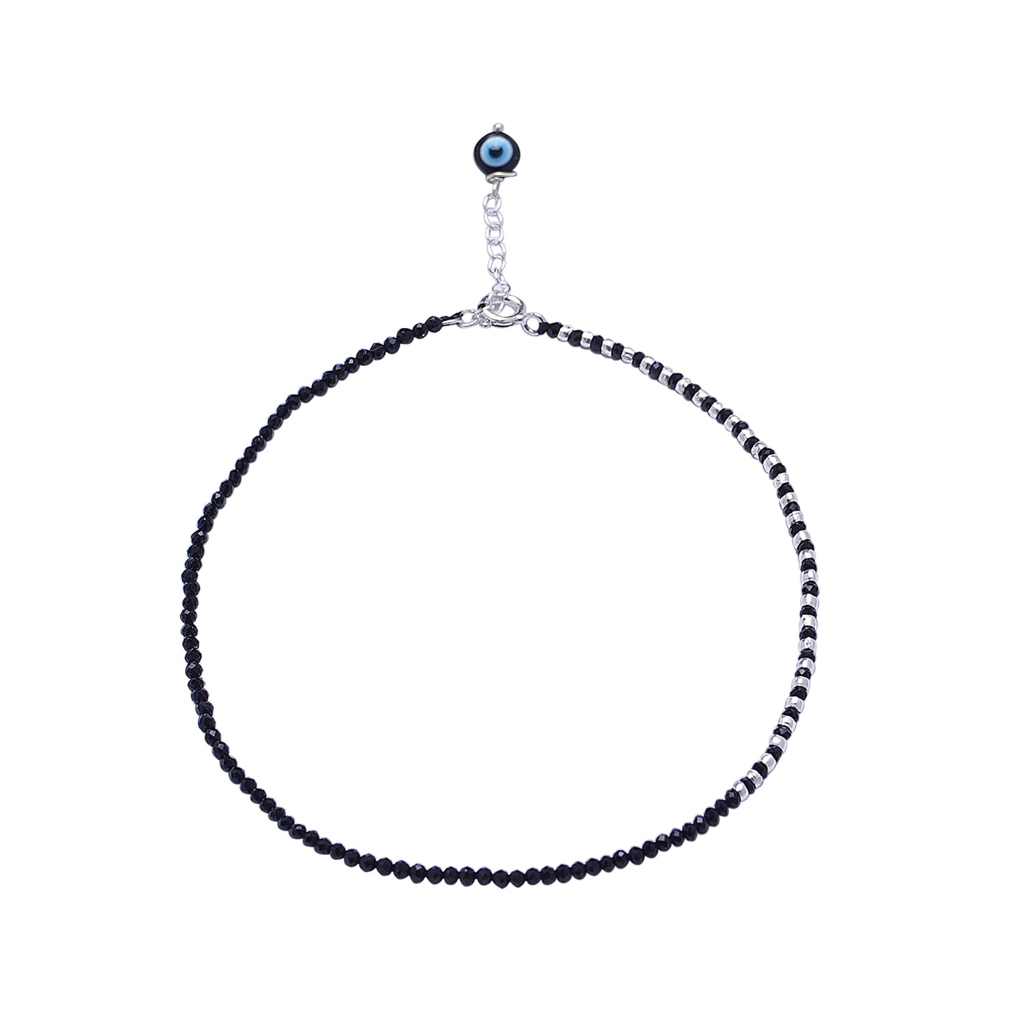 925 Silver Evil eye Anklet - Black