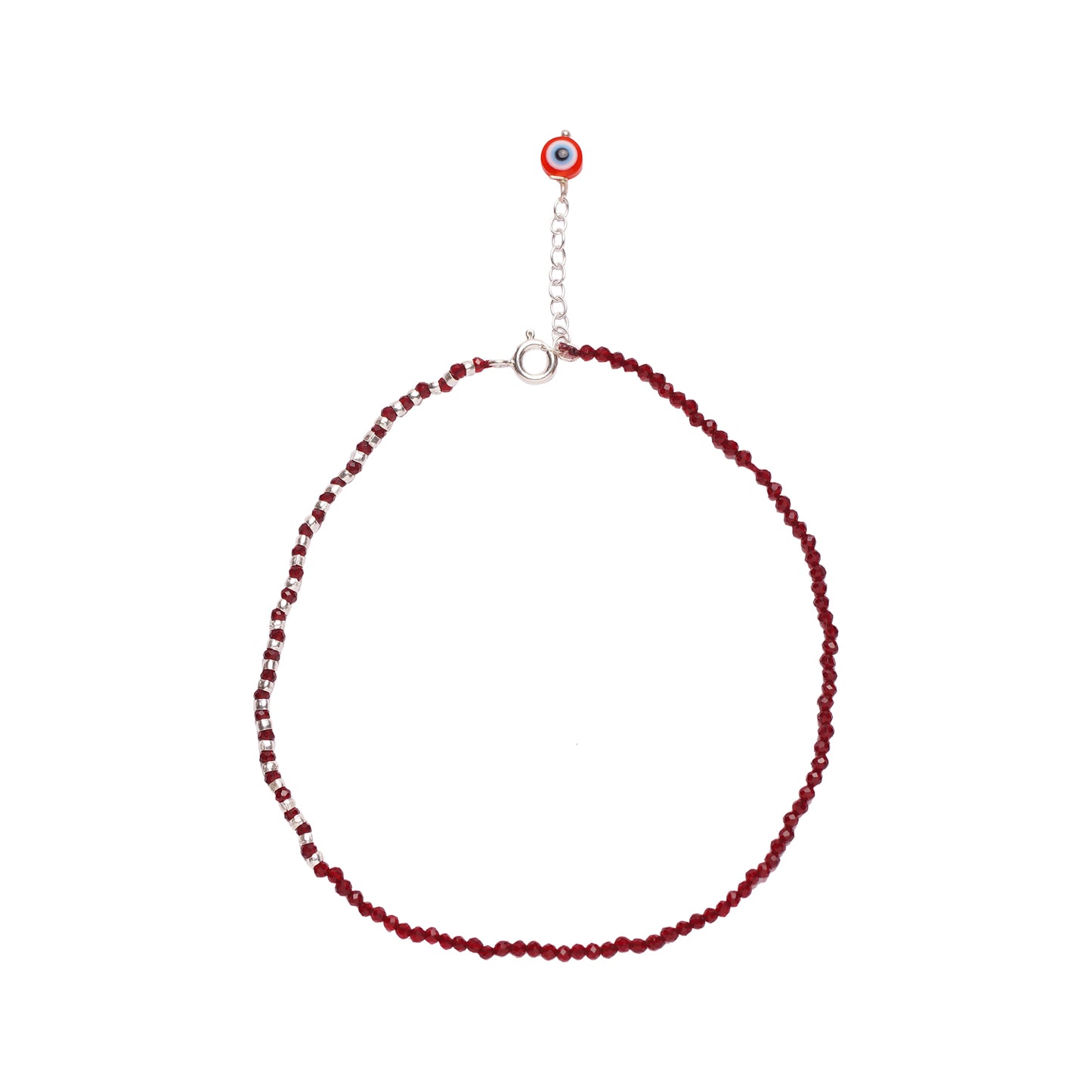 925 Silver Evil eye Anklet - Red