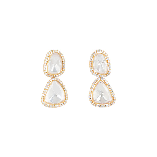 925 Silver Moissanite Polki Earrings