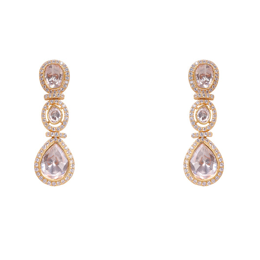 925 Silver Moissanite Polki Earrings