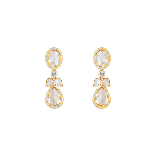 925 Silver Moissanite Polki Earrings