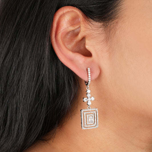 925 Silver Floral Drop Earrings