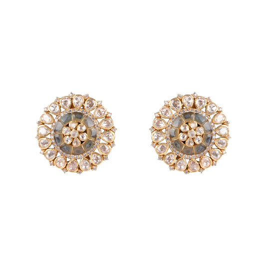 925 Silver Moissanite Polki Earrings