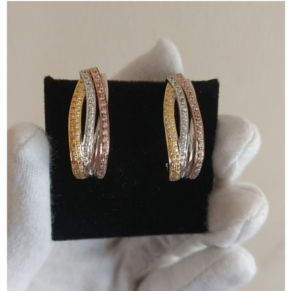 925 Silver 3 tone Earrings