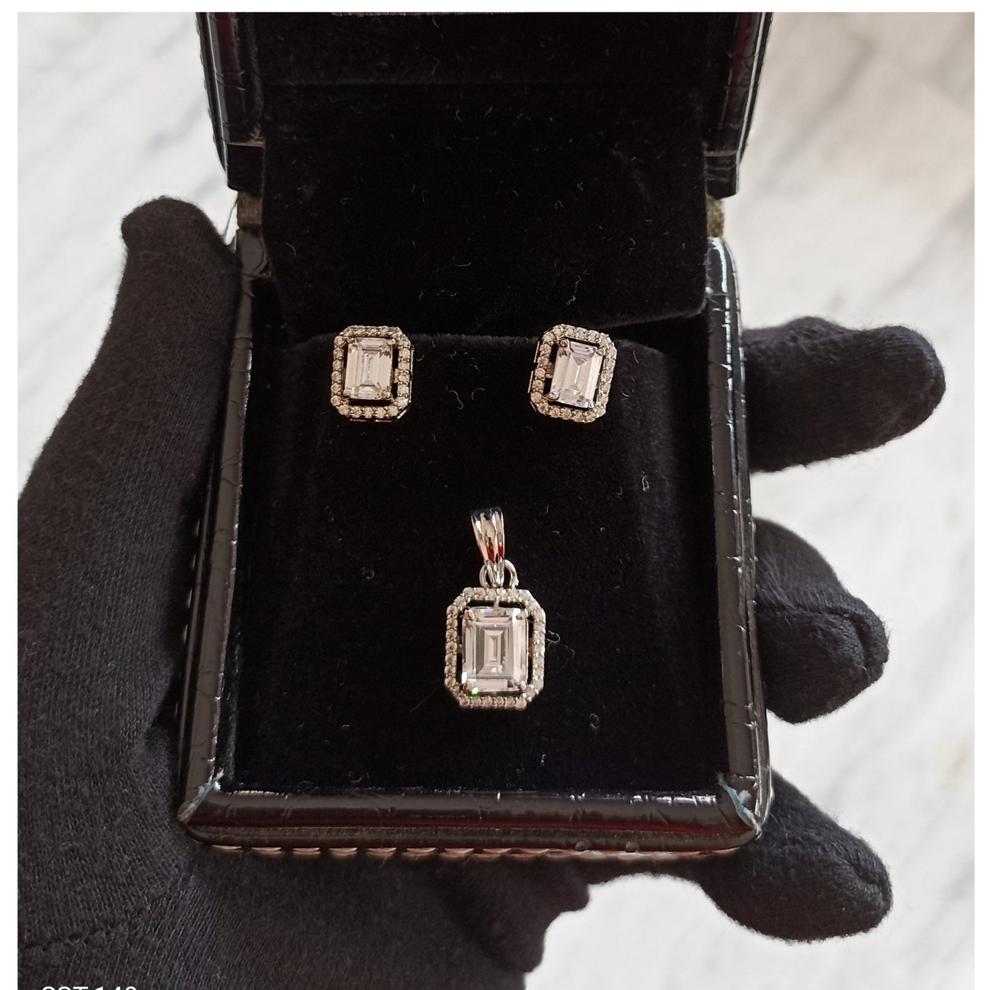 925 Silver Emerald Cut Set