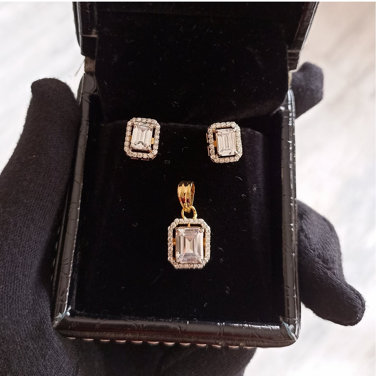 925 Silver Emerald Cut Set