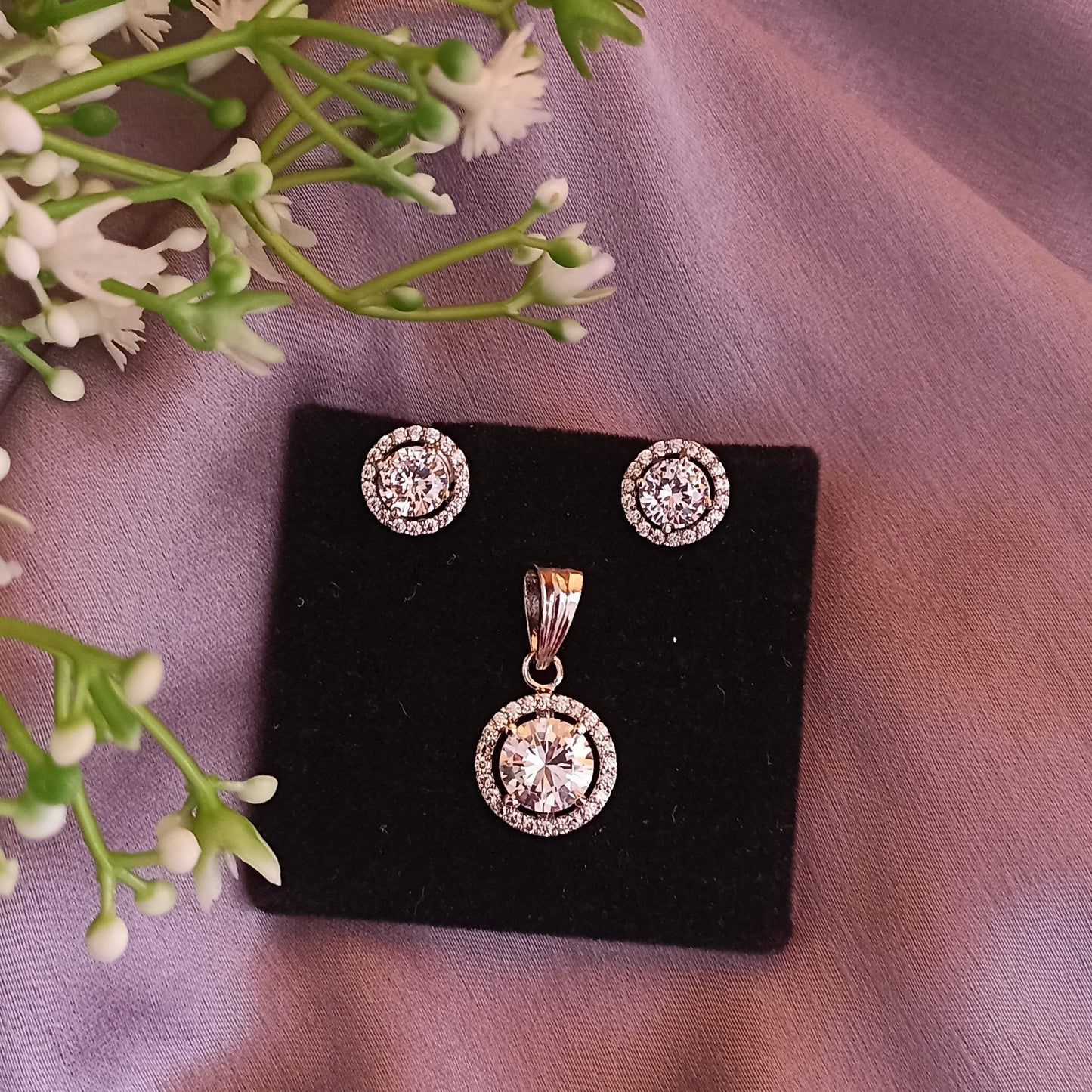 925 Silver Solitaire Pendant Set