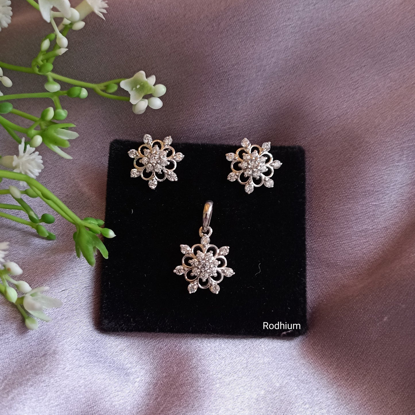 925 Silver Flower Set