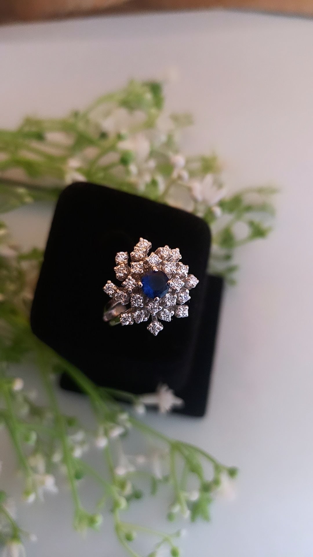 925 Silver Floral Sapphire Ring