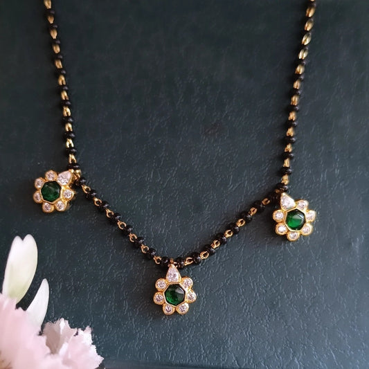 925 Silver Green floral Mangalsutra