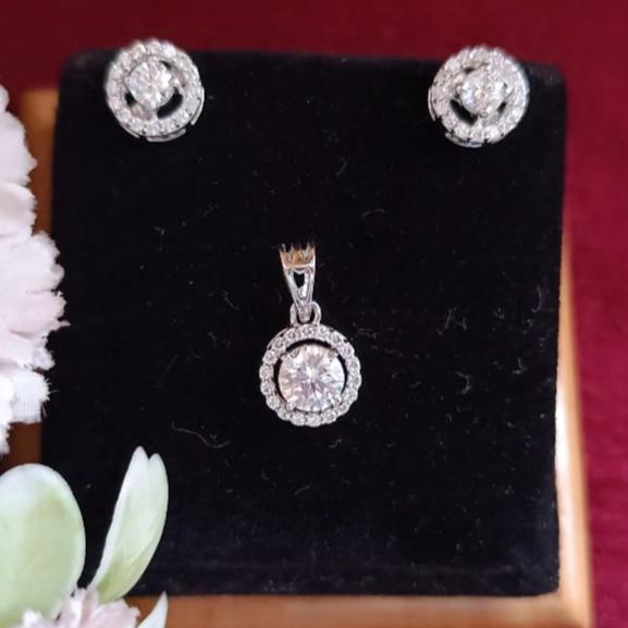 925 Silver Solitaire Pendant Set