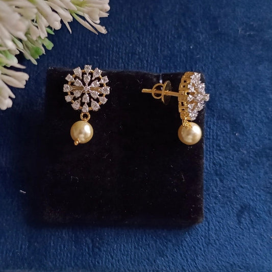 925 Silver Pearl Dangle Studs