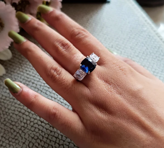 925 Silver Blue Sapphire Ring