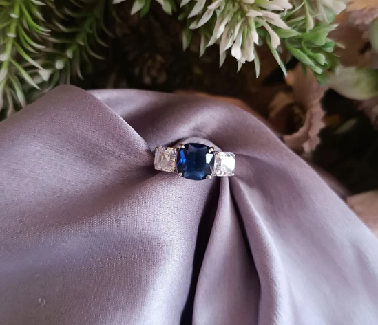 925 Silver Blue Sapphire Ring