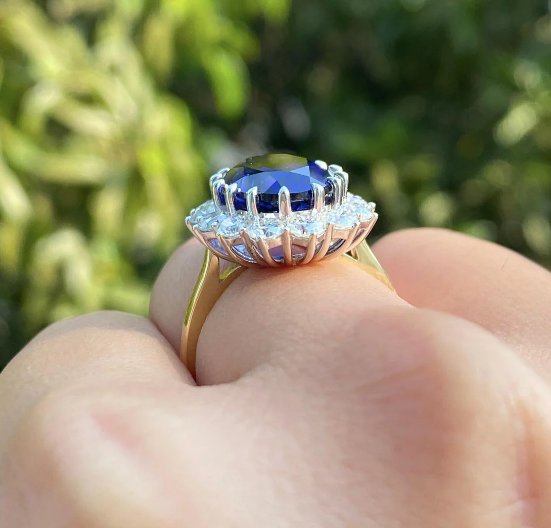 925 Silver Blue Sapphire Oval Ring