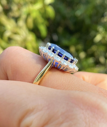 925 Silver Blue Sapphire Oval Ring