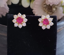 925 Silver Color Flower Studs