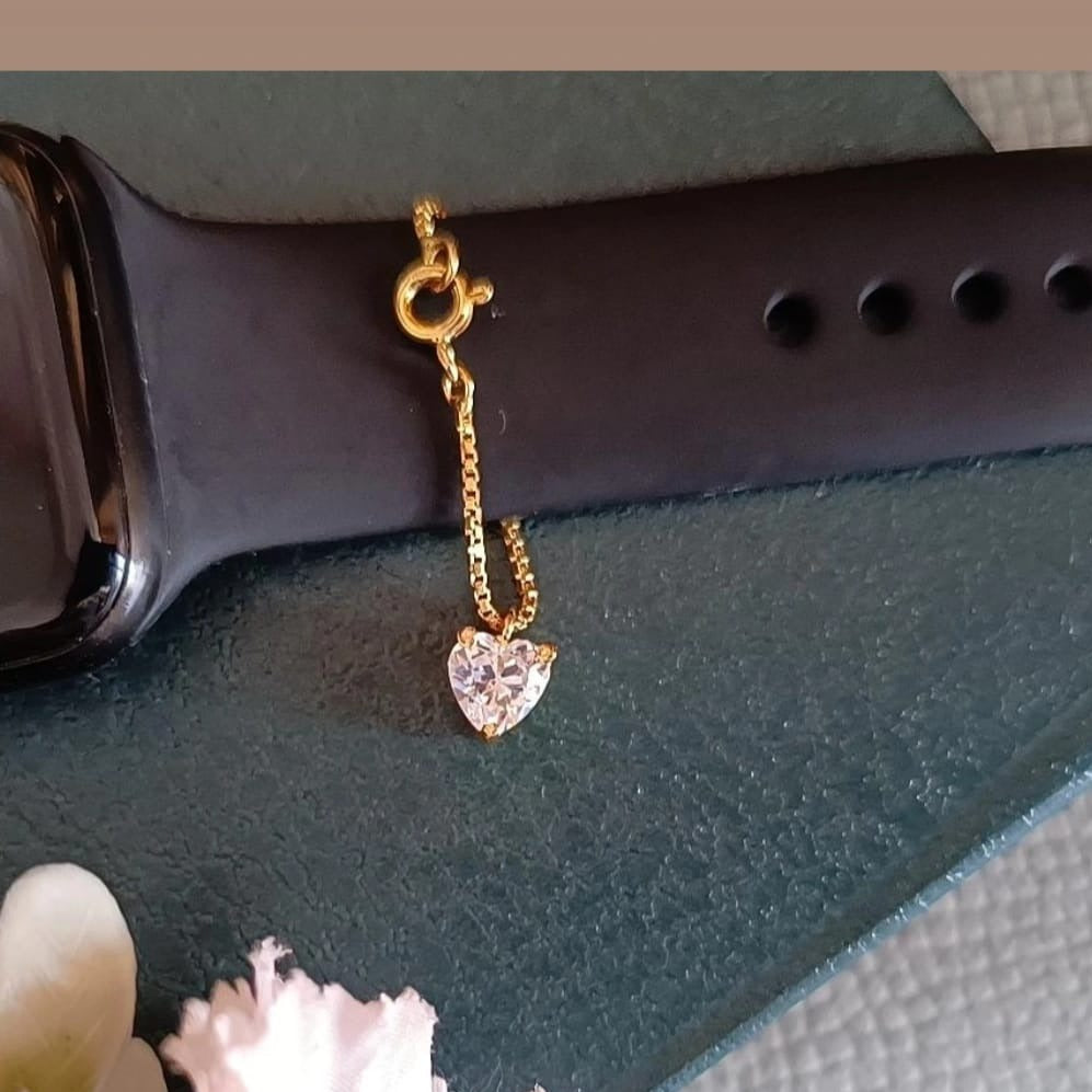 925 Silver Heart Solitaire Watch Charm