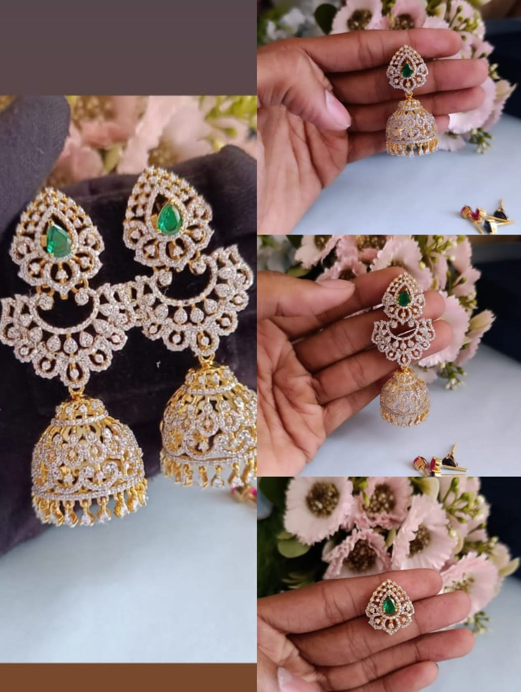 925 Silver 3-way Jhumki Earrings