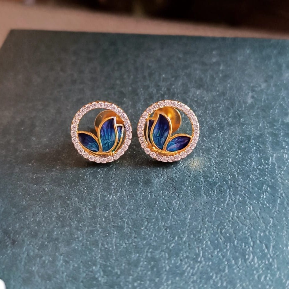 925 Silver Blue enamelled Earrings