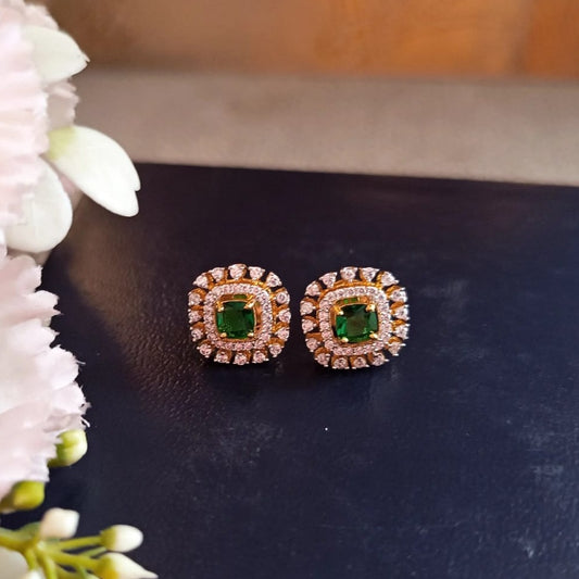 925 Silver Faux Emerald Earrings