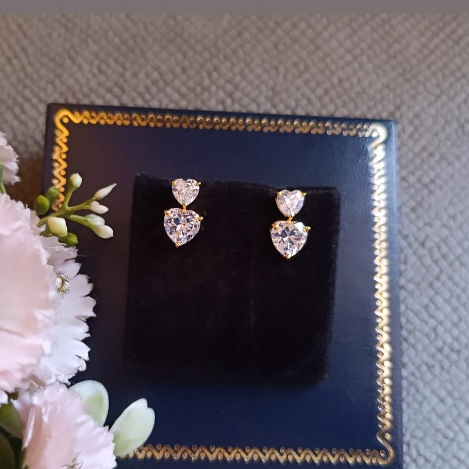 925 Silver Double Heart Studs