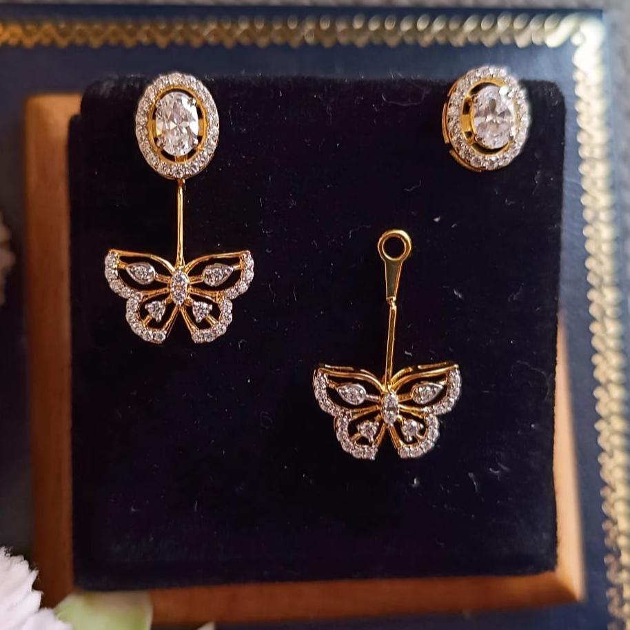 925 Silver Detachable Butterfly Earrings