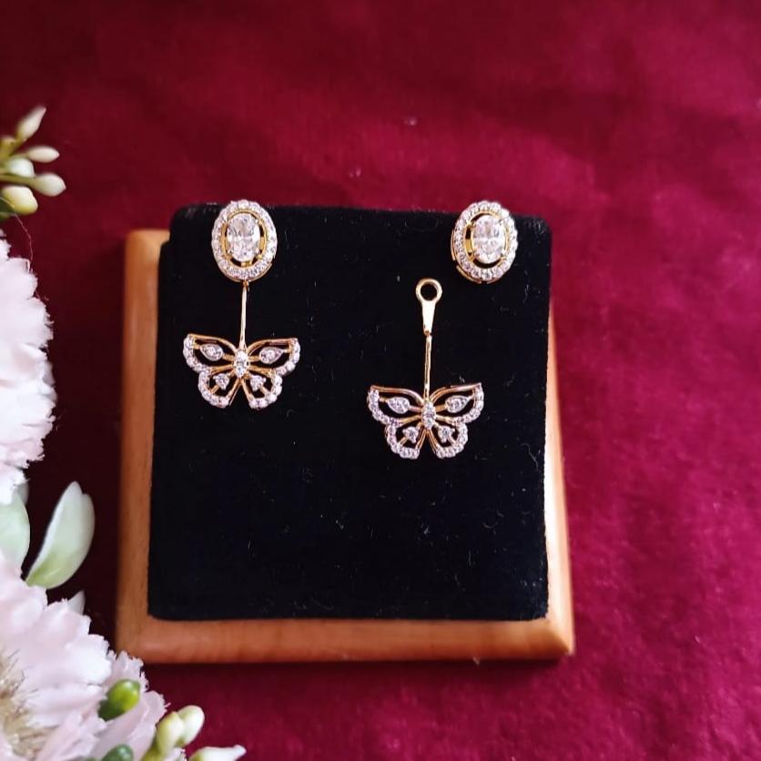 925 Silver Detachable Butterfly Earrings