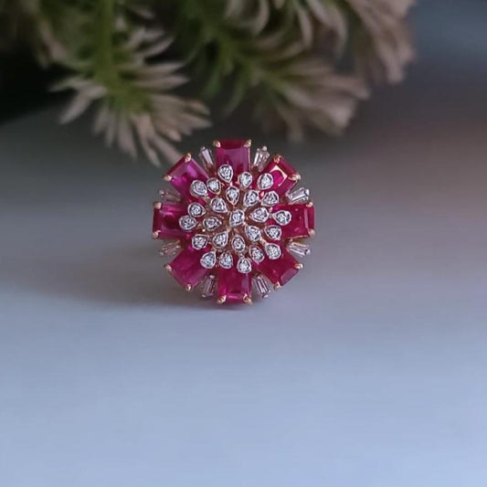 925 Silver Pink Blossom Ring