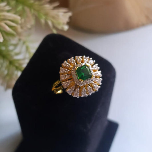 925 Silver Faux Emerald Ring