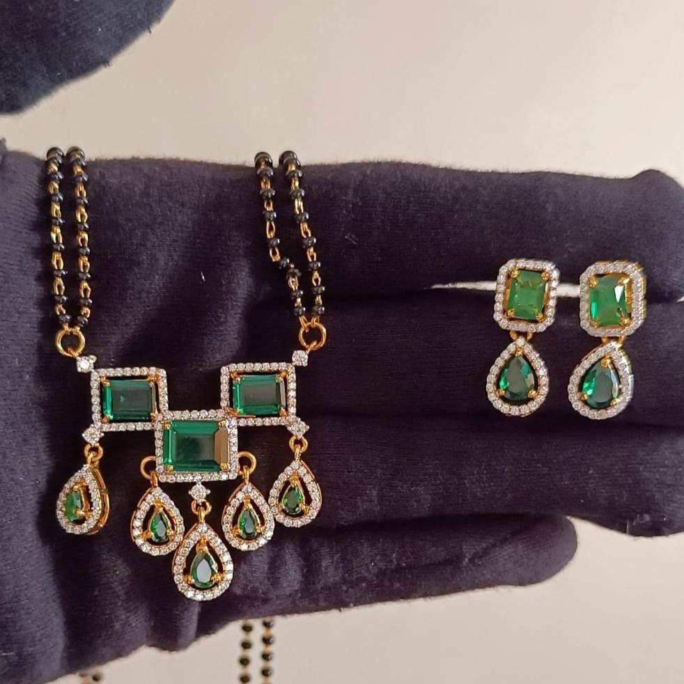 925 Silver Emerald Mangalsutra