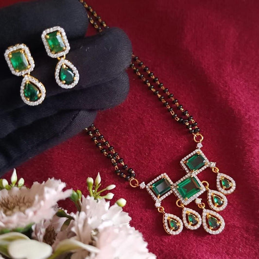 925 Silver Emerald Mangalsutra