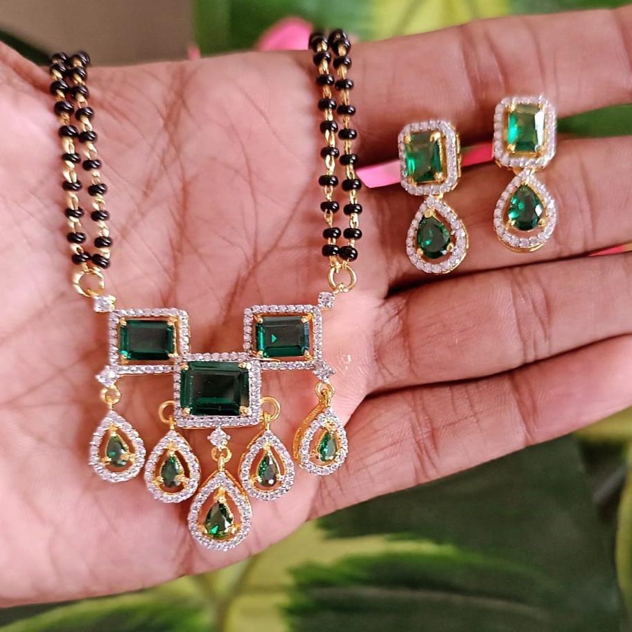 925 Silver Emerald Mangalsutra