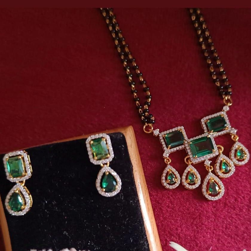 925 Silver Emerald Mangalsutra